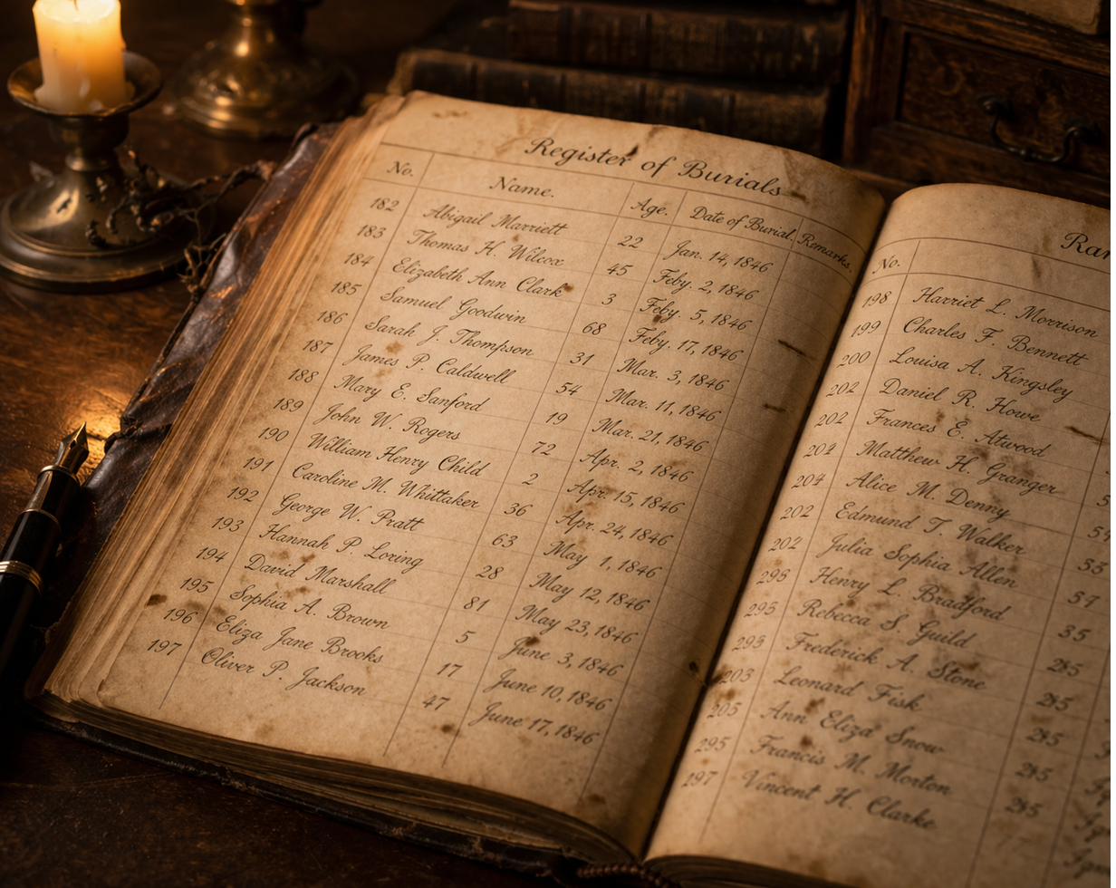 Historical burial register